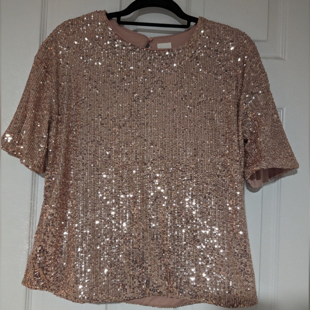 H&M rose gold sequin top size M